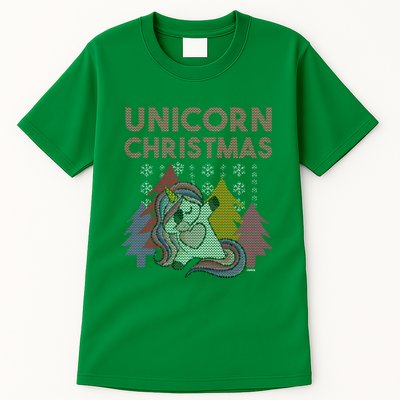 Ugly Christmas Dabbing Unicorn Tall T-Shirt