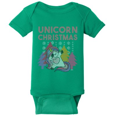 Ugly Christmas Dabbing Unicorn Baby Bodysuit