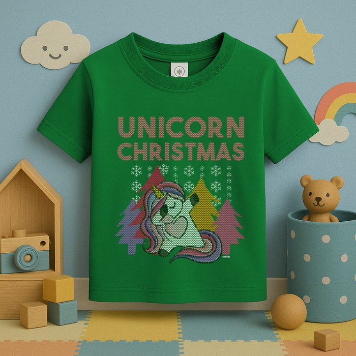 Ugly Christmas Dabbing Unicorn Toddler T-Shirt