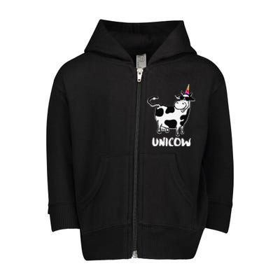 Unicow. Cute Dairy Cow Farmer Funny Cow Lover Gift Premium Toddler Zip Fleece Hoodie