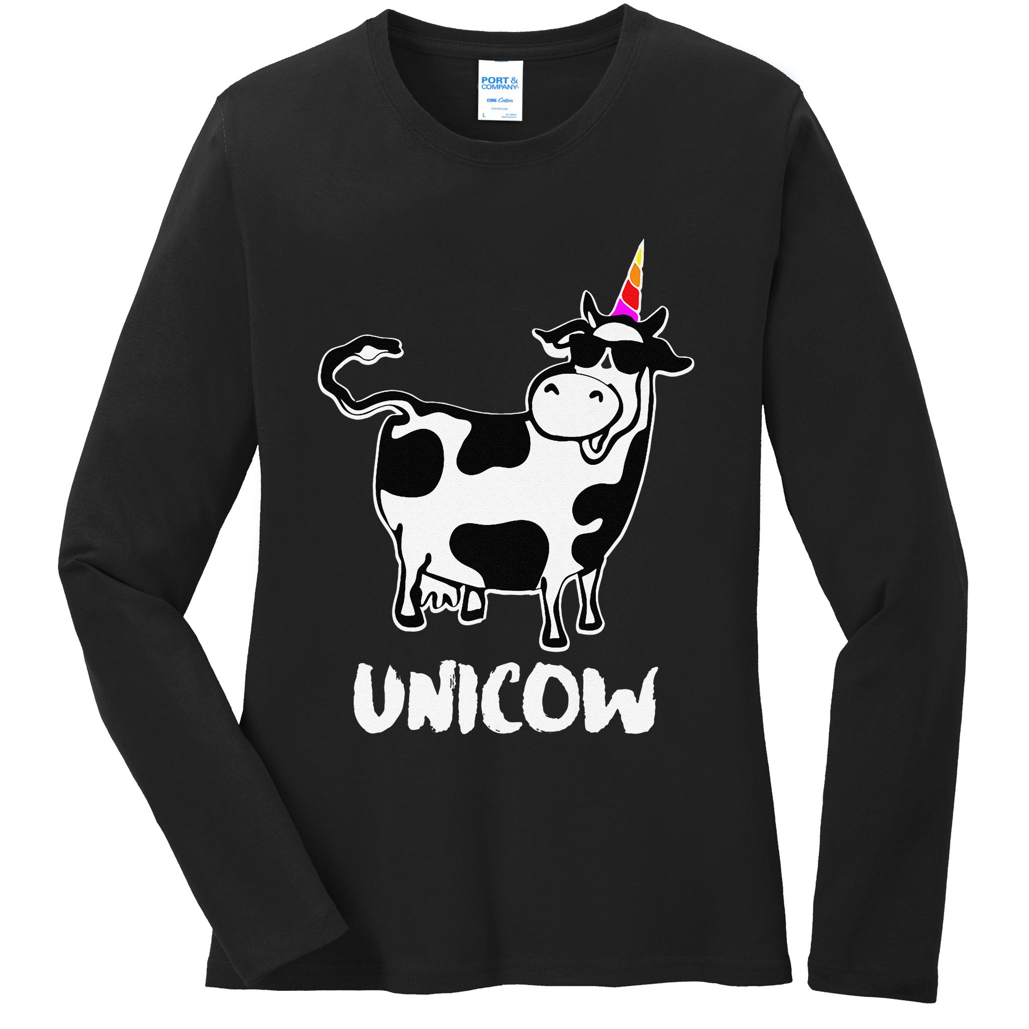 Unicow. Cute Dairy Cow Farmer Funny Cow Lover Gift Premium Ladies Long Sleeve Shirt