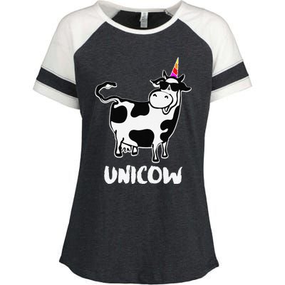 Unicow. Cute Dairy Cow Farmer Funny Cow Lover Gift Premium Enza Ladies Jersey Colorblock Tee