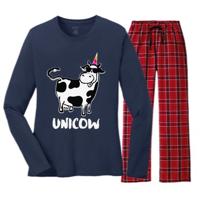 Unicow. Cute Dairy Cow Farmer Funny Cow Lover Gift Premium Women's Long Sleeve Flannel Pajama Set 