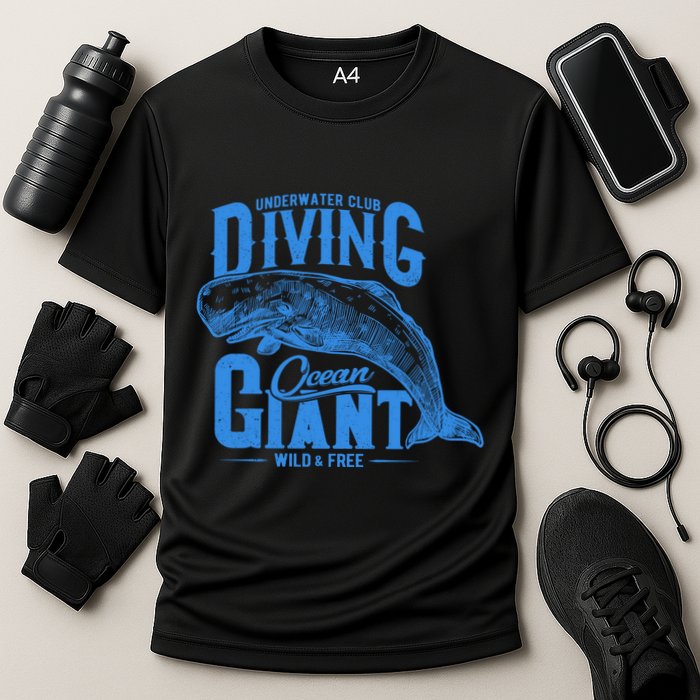 Underwater Club Diving Ocean Giant Wild And Free Cooling Performance Crew T-Shirt