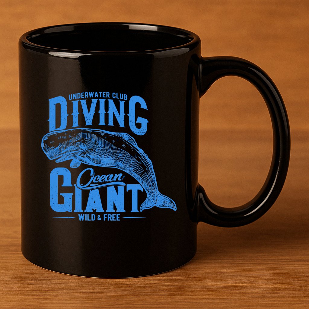 Underwater Club Diving Ocean Giant Wild And Free 11oz C Handle Ceramic Mug