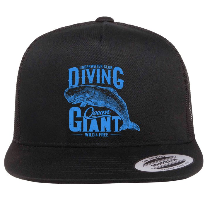 Underwater Club Diving Ocean Giant Wild And Free Flatbill Hat