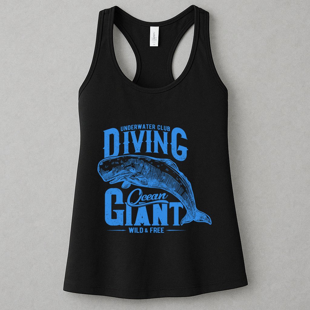 Underwater Club Diving Ocean Giant Wild And Free Womens Tank Top