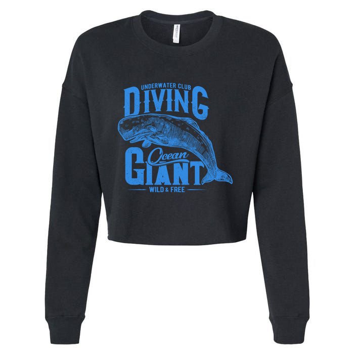Underwater Club Diving Ocean Giant Wild And Free Cropped Pullover Crew