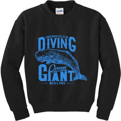 Underwater Club Diving Ocean Giant Wild And Free Kids Sweatshirt