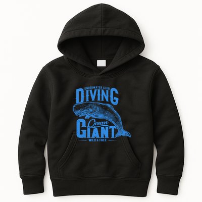 Underwater Club Diving Ocean Giant Wild And Free Kids Hoodie