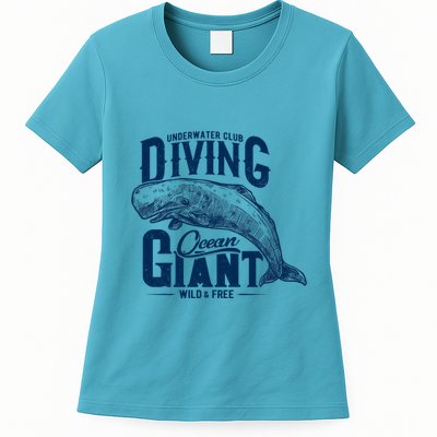 Underwater Club Diving Ocean Giant Wild And Free Womens T-Shirt