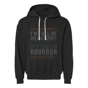 Ugly Christmas Drinking Funny Bourbon Holiday Party Garment-Dyed Fleece Hoodie