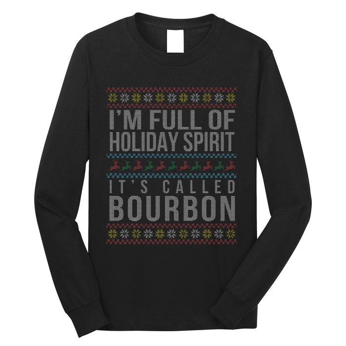 Ugly Christmas Drinking Funny Bourbon Holiday Party Long Sleeve Shirt