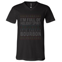 Ugly Christmas Drinking Funny Bourbon Holiday Party V-Neck T-Shirt