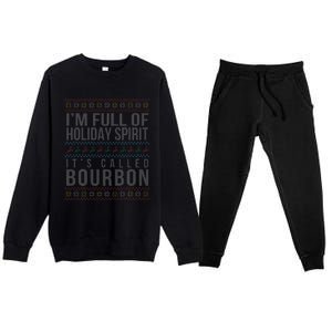 Ugly Christmas Drinking Funny Bourbon Holiday Party Premium Crewneck Sweatsuit Set