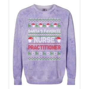 Ugly Christmas Design Santas Favorite Nurse Practitioner Gift Colorblast Crewneck Sweatshirt