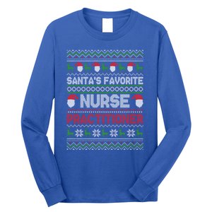 Ugly Christmas Design Santas Favorite Nurse Practitioner Gift Long Sleeve Shirt