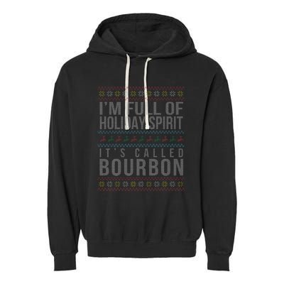 Ugly Christmas Drinking Funny Bourbon Holiday Party Garment-Dyed Fleece Hoodie