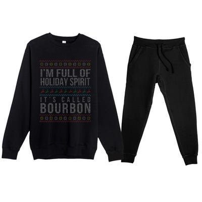 Ugly Christmas Drinking Funny Bourbon Holiday Party Premium Crewneck Sweatsuit Set