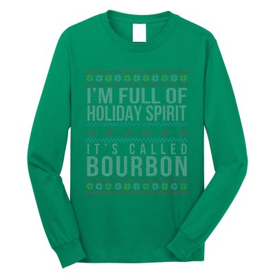 Ugly Christmas Drinking Funny Bourbon Holiday Party Long Sleeve Shirt