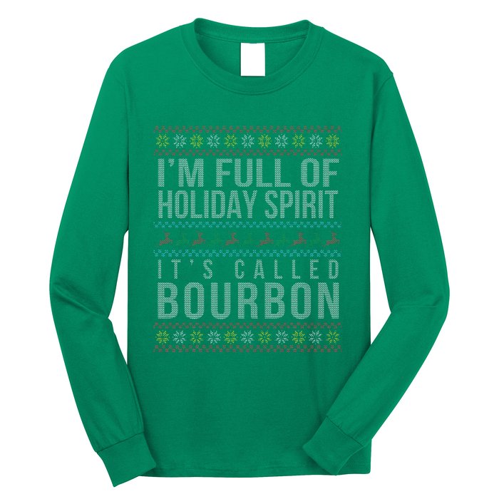 Ugly Christmas Drinking Funny Bourbon Holiday Party Long Sleeve Shirt