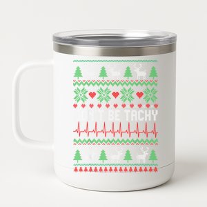 Ugly Christmas Dont Be Tachy Cardiac Nurse Cardiac Icu Xmas Gift 12 oz Stainless Steel Tumbler Cup