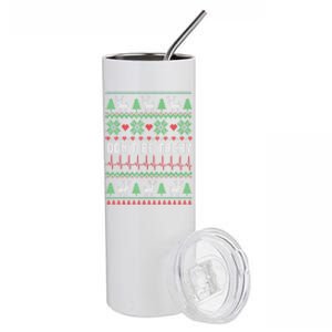 Ugly Christmas Dont Be Tachy Cardiac Nurse Cardiac Icu Xmas Gift Stainless Steel Tumbler