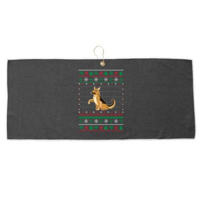 Ugly Christmas Decoration Ger Shepherd Dog Xmas Gift Large Microfiber Waffle Golf Towel