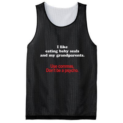 Use Commas Dont Be A Psycho Funny Grammar Police Mesh Reversible Basketball Jersey Tank