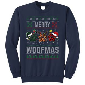 Ugly Christmas Dog Paw Print Winter Season Dog Lover Women Sweatshirt