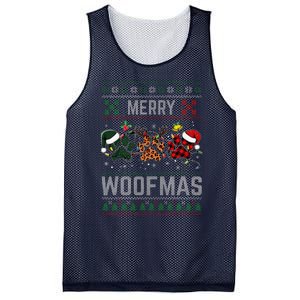 Ugly Christmas Dog Paw Print Winter Season Dog Lover Women Mesh Reversible Basketball Jersey Tank