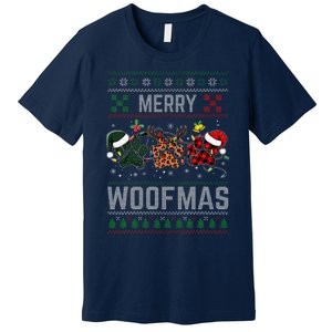 Ugly Christmas Dog Paw Print Winter Season Dog Lover Women Premium T-Shirt