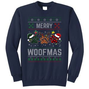 Ugly Christmas Dog Paw Print Winter Season Dog Lover Women Tall Sweatshirt