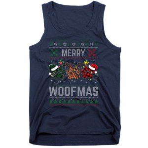 Ugly Christmas Dog Paw Print Winter Season Dog Lover Women Tank Top