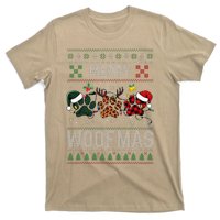 Ugly Christmas Dog Paw Print Winter Season Dog Lover Women T-Shirt