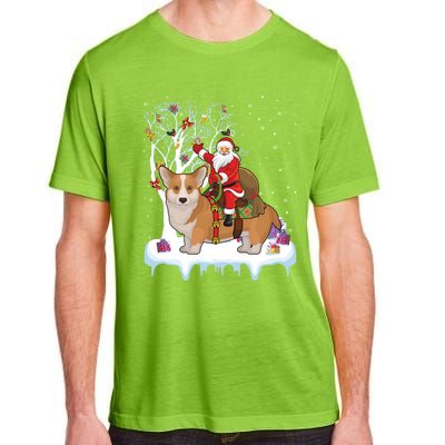 Ugly Corgi Dog Xmas Gift Funny Santa Riding Corgi Christmas Gift Adult ChromaSoft Performance T-Shirt