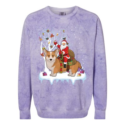 Ugly Corgi Dog Xmas Gift Funny Santa Riding Corgi Christmas Gift Colorblast Crewneck Sweatshirt