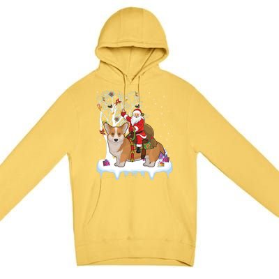 Ugly Corgi Dog Xmas Gift Funny Santa Riding Corgi Christmas Gift Premium Pullover Hoodie