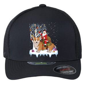 Ugly Corgi Dog Xmas Gift Funny Santa Riding Corgi Christmas Gift Flexfit Unipanel Trucker Cap