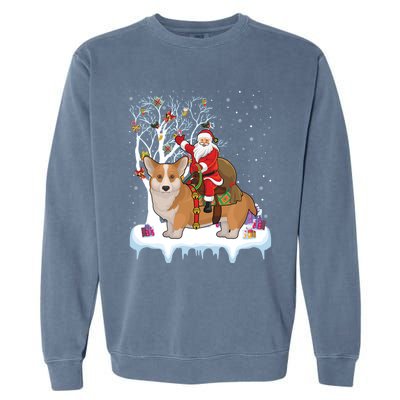 Ugly Corgi Dog Xmas Gift Funny Santa Riding Corgi Christmas Gift Garment-Dyed Sweatshirt