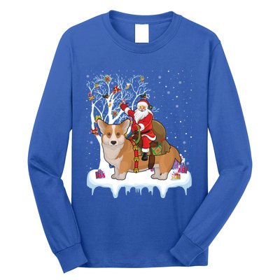 Ugly Corgi Dog Xmas Gift Funny Santa Riding Corgi Christmas Gift Long Sleeve Shirt