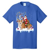 Ugly Corgi Dog Xmas Gift Funny Santa Riding Corgi Christmas Gift Tall T-Shirt