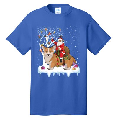 Ugly Corgi Dog Xmas Gift Funny Santa Riding Corgi Christmas Gift Tall T-Shirt