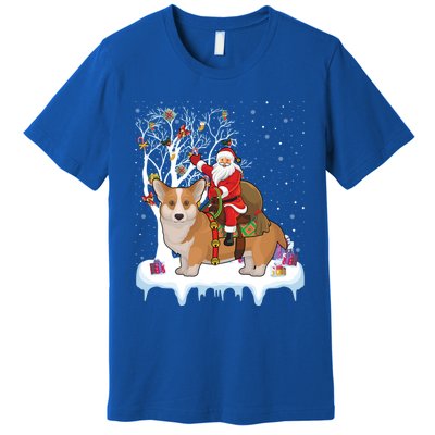 Ugly Corgi Dog Xmas Gift Funny Santa Riding Corgi Christmas Gift Premium T-Shirt