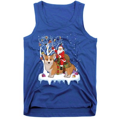 Ugly Corgi Dog Xmas Gift Funny Santa Riding Corgi Christmas Gift Tank Top