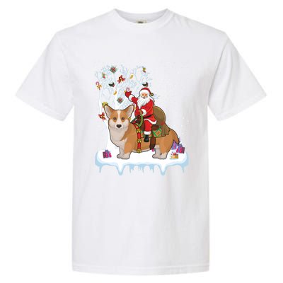 Ugly Corgi Dog Xmas Gift Funny Santa Riding Corgi Christmas Gift Garment-Dyed Heavyweight T-Shirt