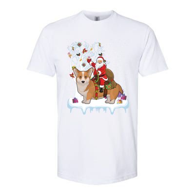 Ugly Corgi Dog Xmas Gift Funny Santa Riding Corgi Christmas Gift Softstyle CVC T-Shirt