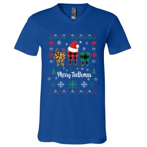 Ugly Christmas Dentist Th Dental Hygienist Assistant Gift V-Neck T-Shirt