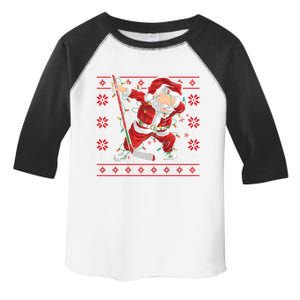 Ugly Christmas Dabbing Santa Ice Hockey Player Merry Xmas Cute Gift Toddler Fine Jersey T-Shirt