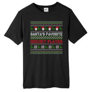 Ugly Christmas Design Funny SantaS Favorite Hockey Player Great Gift Tall Fusion ChromaSoft Performance T-Shirt